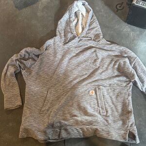 Carhartt Heather Gray Sweatshirt with Orange Logo